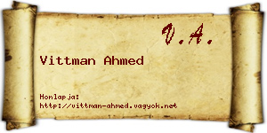 Vittman Ahmed névjegykártya